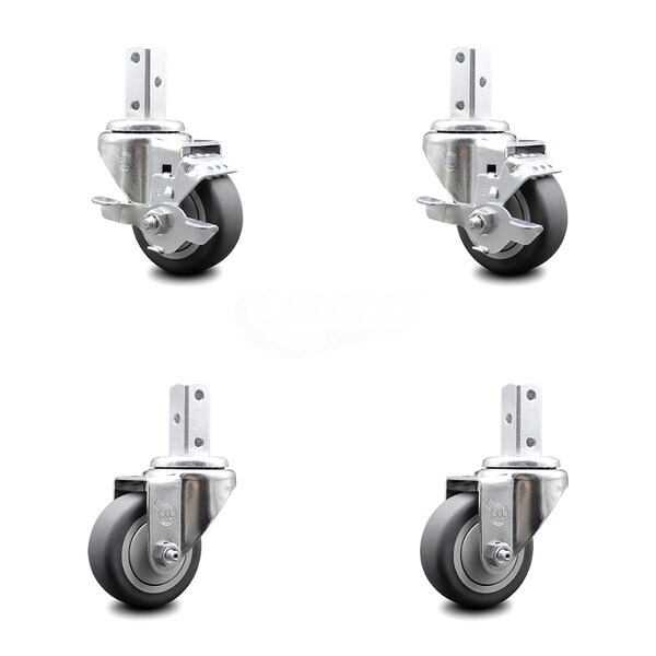 Service Caster 3 Inch Thermoplastic Rubber Swivel 7/8 Inch Square Stem Caster Brakes SCC, 2PK SCC-SQ20S314-TPRB-TLB-78-2-S-2 - main
